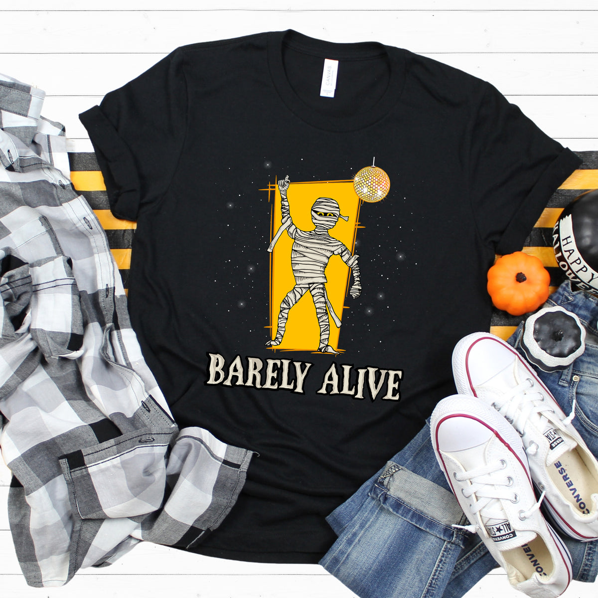 Barely Alive Disco Mummy Halloween Shirt  | Black Tshirt