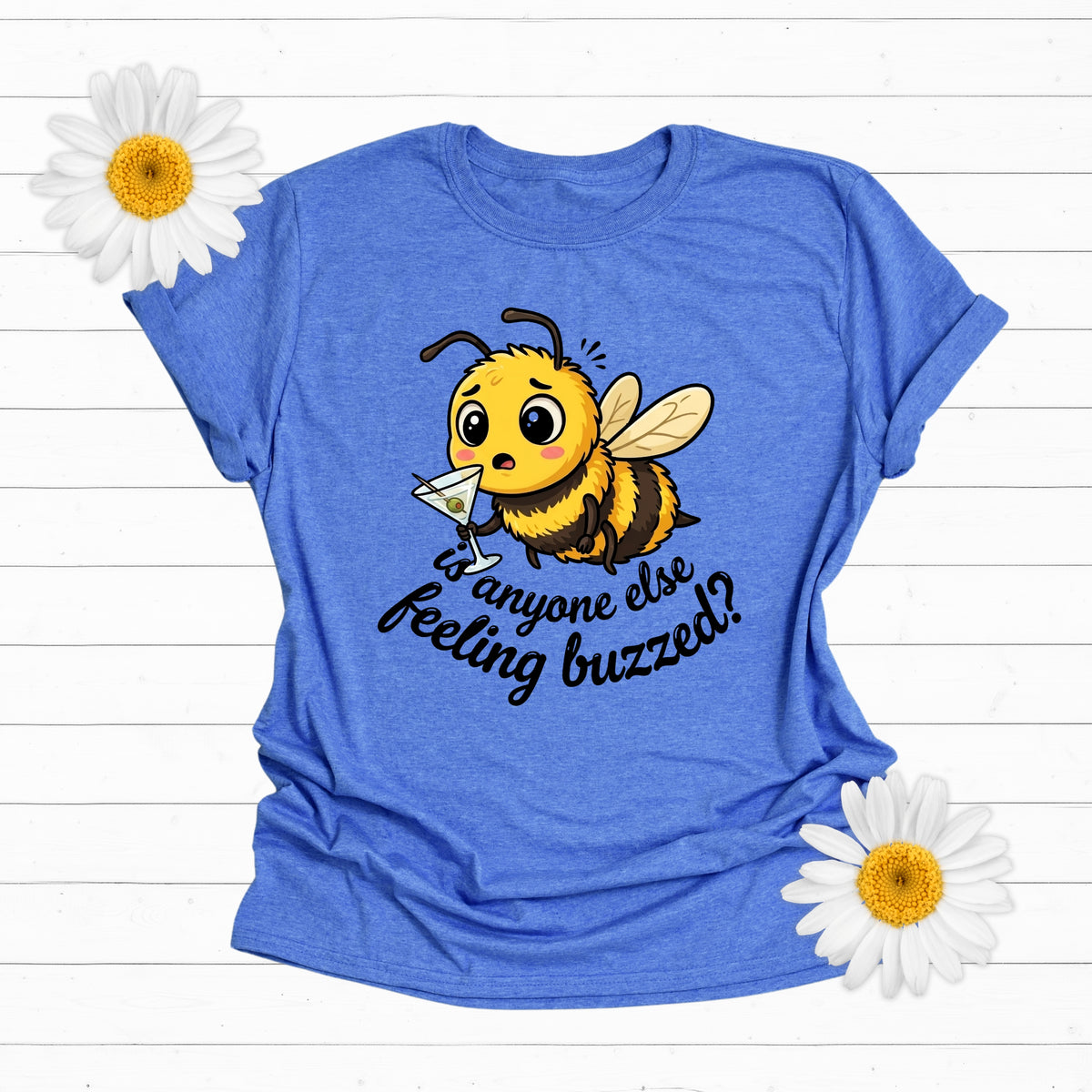 Feeling Buzzed Funny Martini Shirt | Heather Royal T-shirt