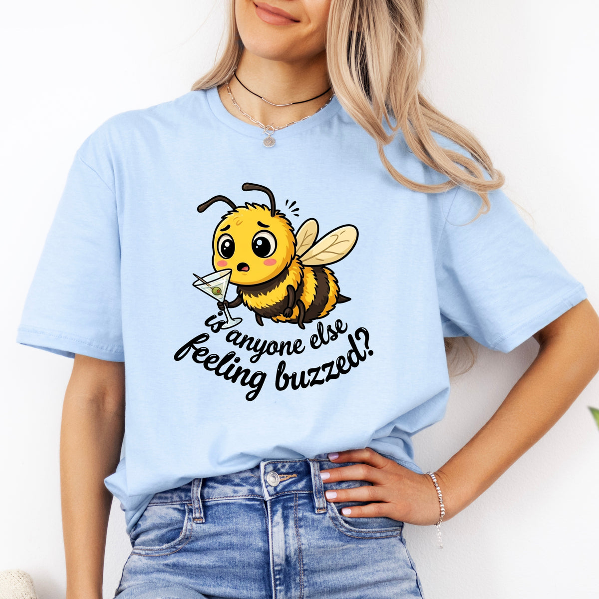 Feeling Buzzed Funny Martini Shirt | Cute Kawaii Bee Lover Gift | Soft Style T-shirt