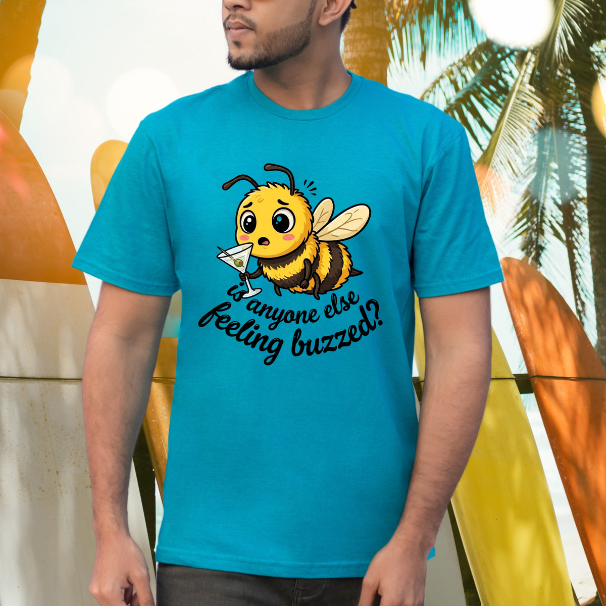 Feeling Buzzed Funny Martini Shirt | Cute Kawaii Bee Lover Gift | Soft Style T-shirt