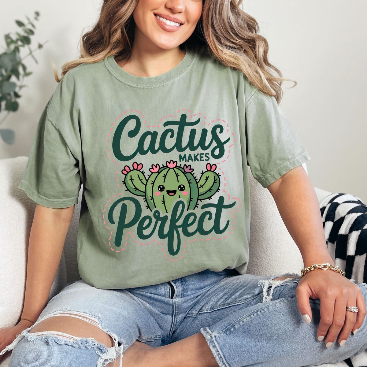 Cactus Makes Perfect Shirt | Cute Kawaii Cactus T-Shirt | Funny Plant Lover Gift | Comfort Colors 1717 Tee