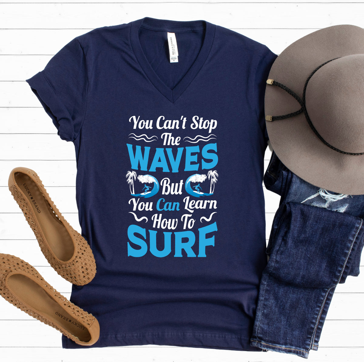 Can't Stop Waves School Psychologist Shirt  | Navy Vneck Tshirt