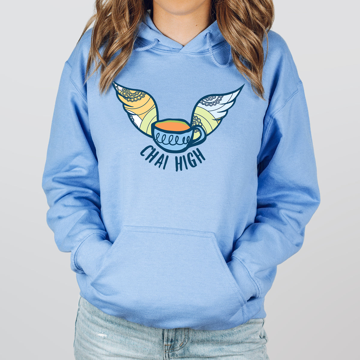 Chai High Tea Time Aesthetic Shirt | Carolina Blue Unisex Hoodie