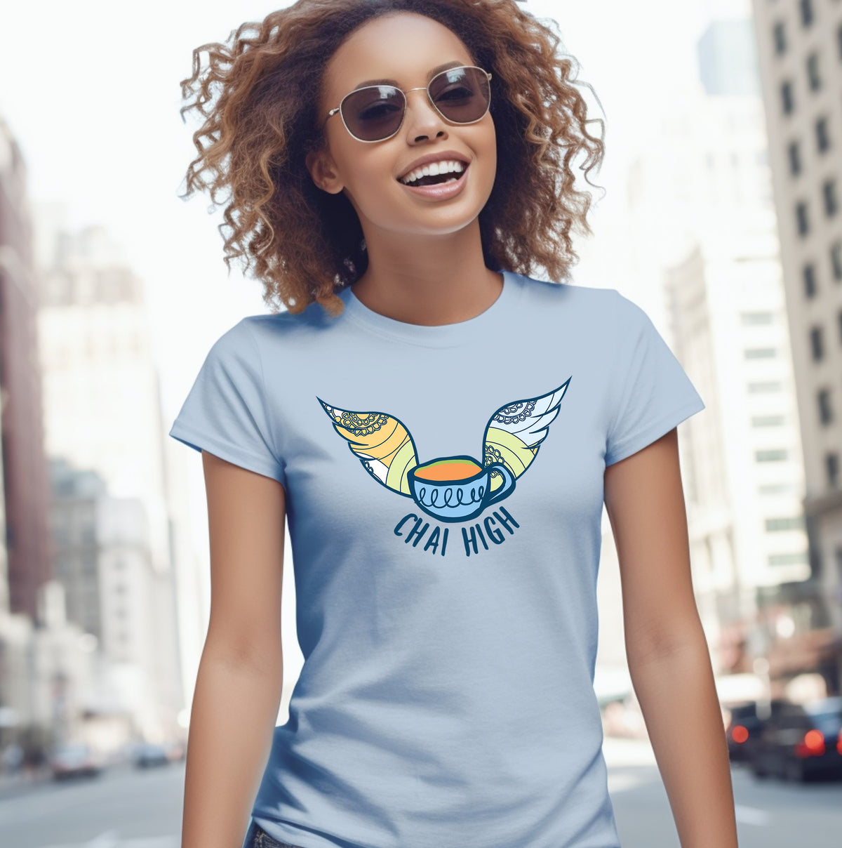 Chai High Chai Tea Shirt | Chai Tea Lover Shirt  | Women's Light Blue T-shirt