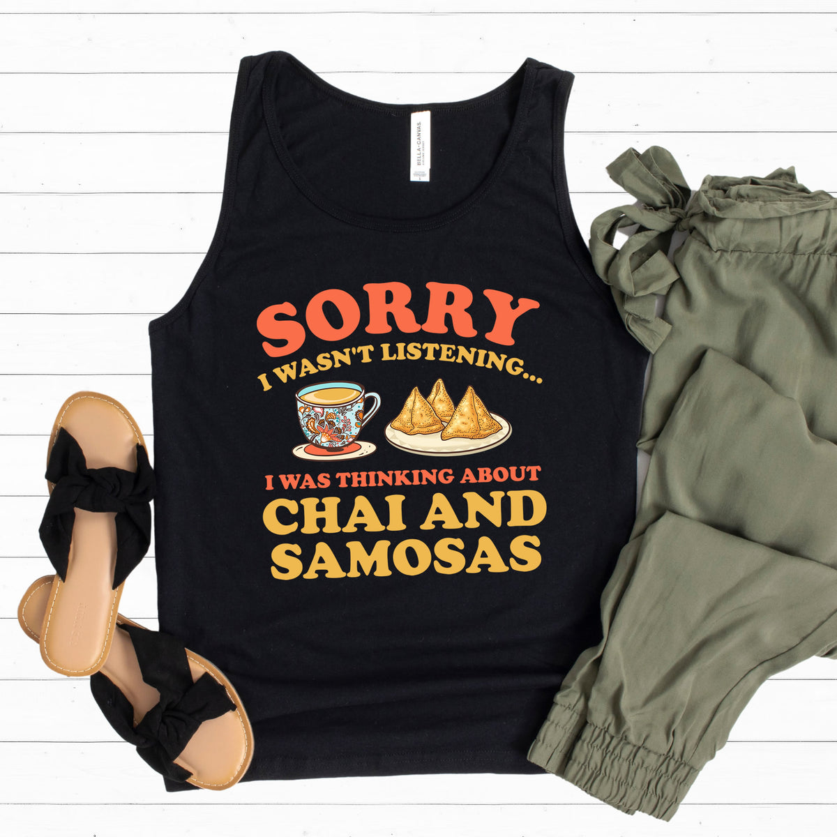 Chai & Samosas Funny Indian Food Shirt | Chai Tea Lover Gift | Unisex Jersey Tank Top