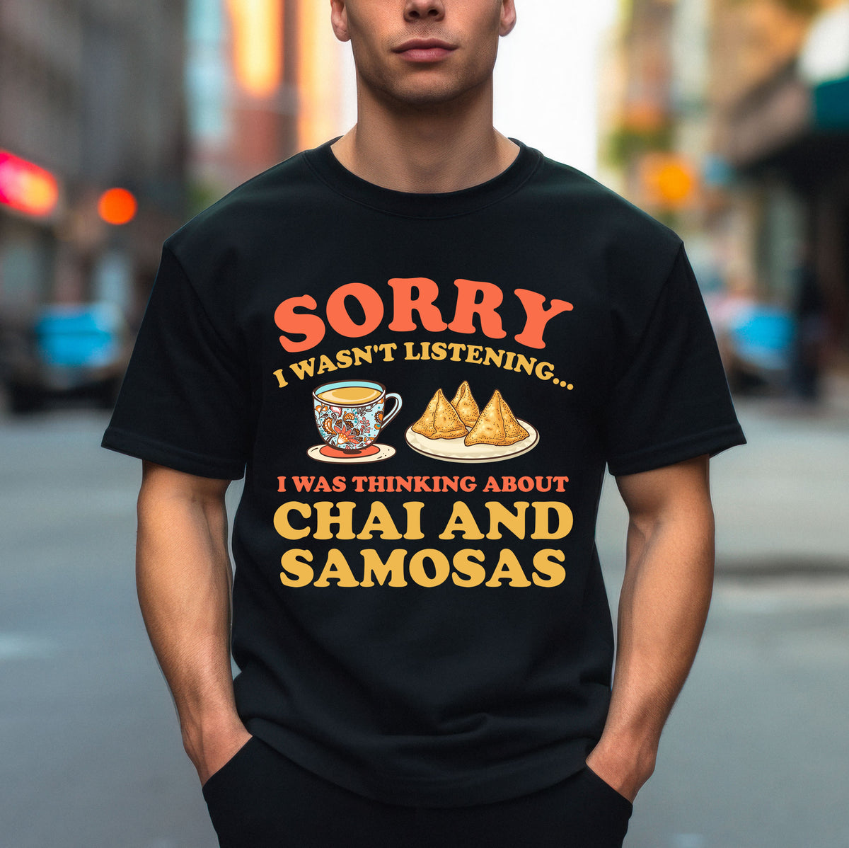Chai & Samosas Funny Indian Food Shirt | Chai Tea Lover Gift | Bella Canvas Unisex Jersey T-shirt