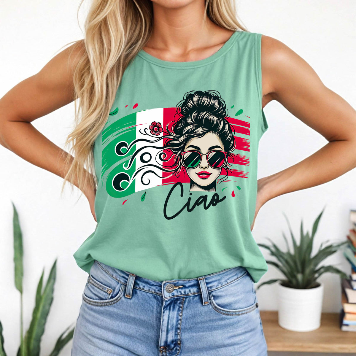 Ciao Italia Italian Girl Garment-Dyed Shirt | Ciao Italian Girl Island Reef Garment Dyed Tank Top