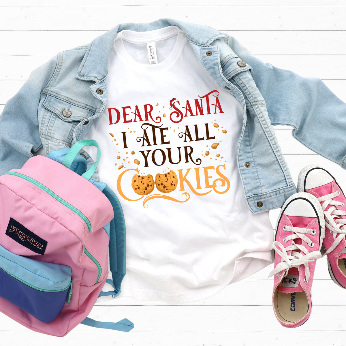 Santa Letter Tee | Cookies For Santa Shirt  | White youth tshirt