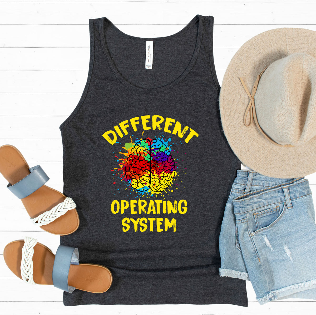 Different Operating System Autism Shirt | Dark Grey Heather Tank Top