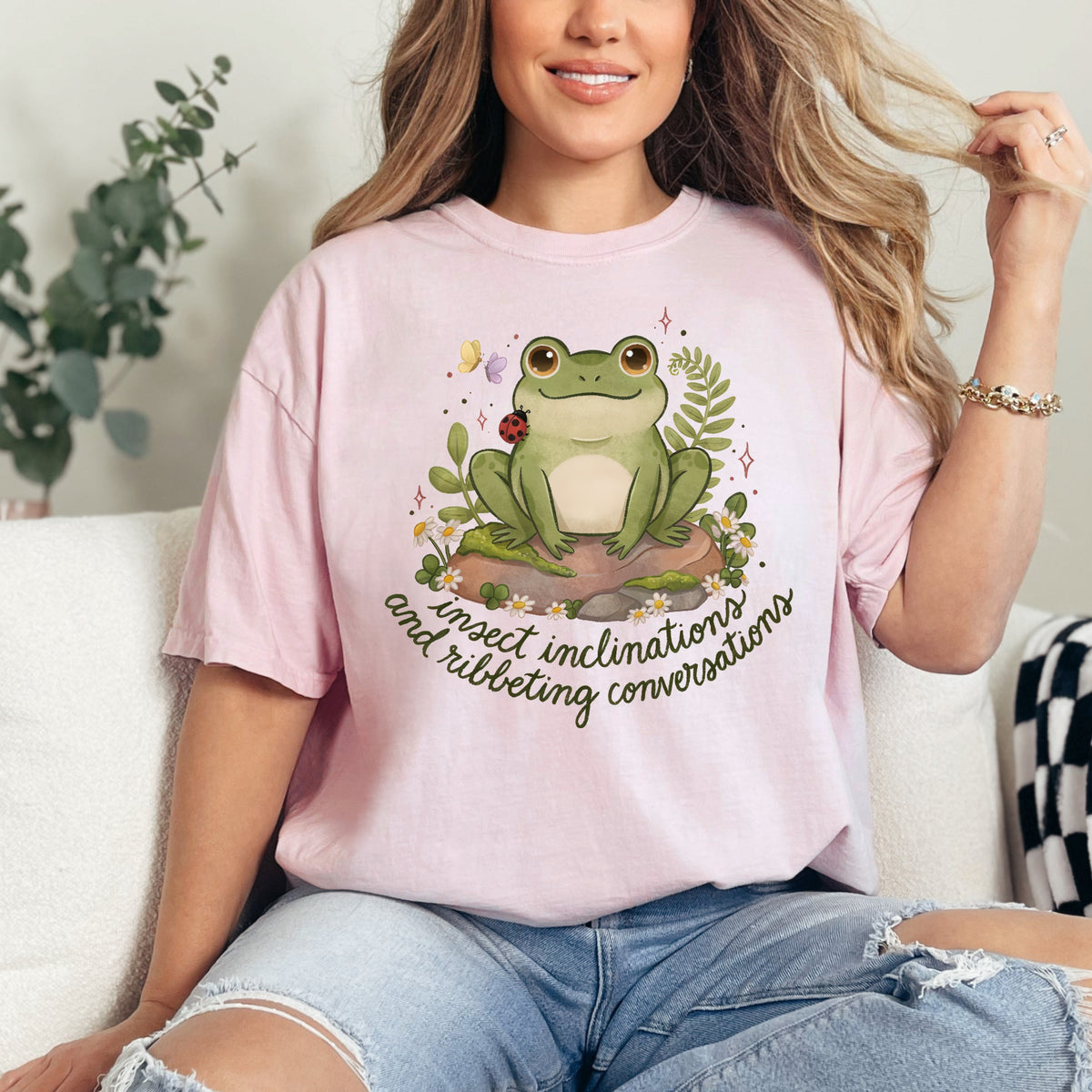 Ribbeting Conversations Funny Frog Shirt | Frog Lover Gift | Cottagecore Tee | Unisex Garment-Dyed T-shirt