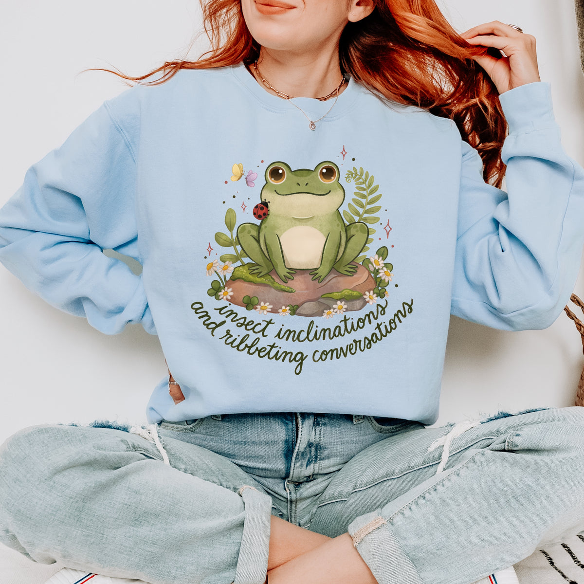 Ribbeting Conversations Funny Frog Shirt | Frog Lover Gift | Cottagecore Tee | Unisex Garment-Dyed Sweatshirt