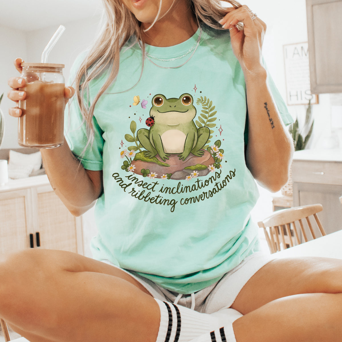 Ribbeting Conversations Funny Frog Shirt | Frog Lover Gift | Cottagecore Tee | Unisex Garment-Dyed T-shirt