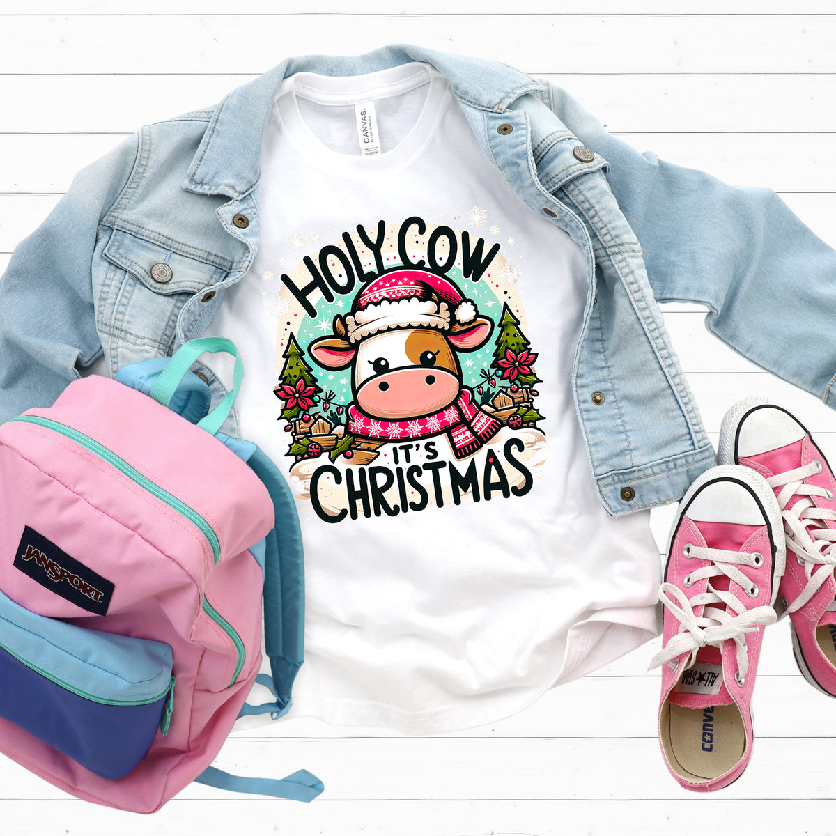 Holy Cow It's Christmas Shirt | White Youth Jersey T-shirt