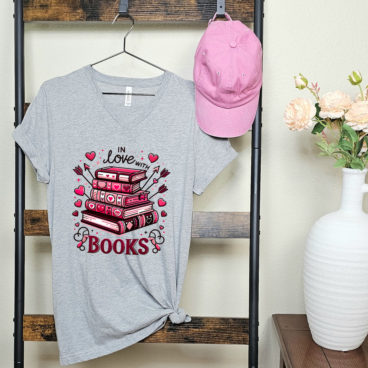 Book Boyfriend Valentines Day Shirt | V-neck Athletic Heather T-shirt