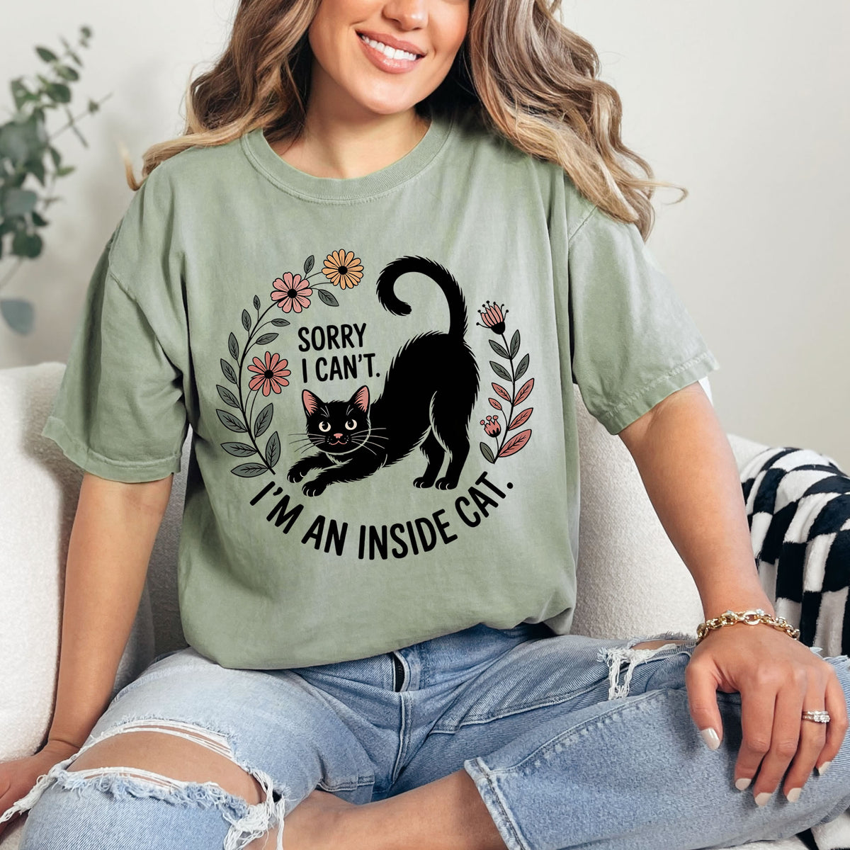 Indoor Cat Shirt | Black Cat Tee  | Bay Comfort Colors Tshirt