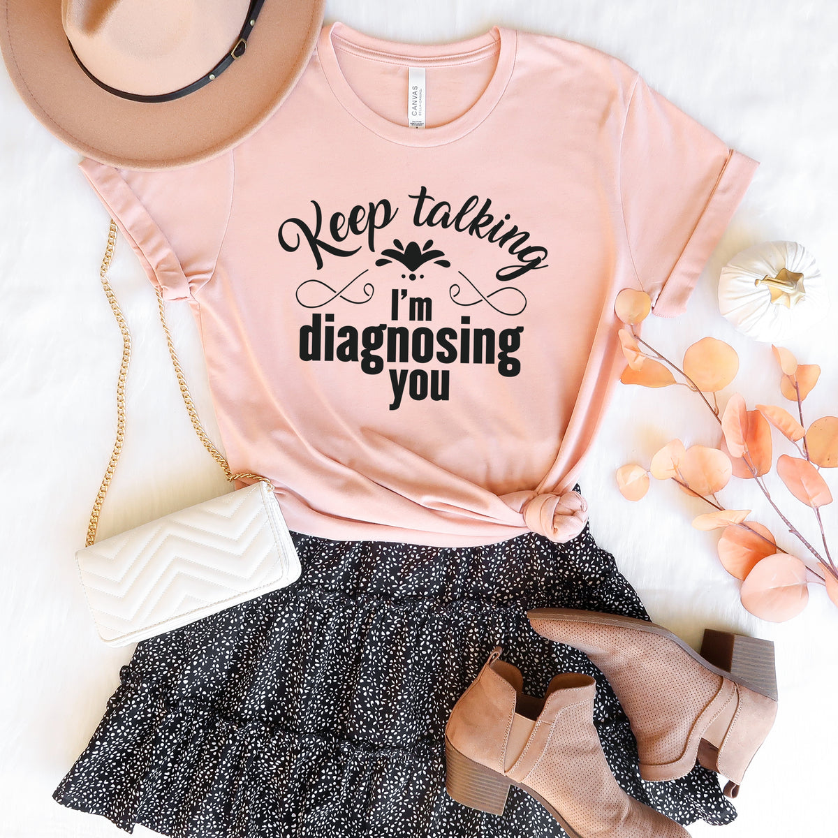 Funny Keep Talking School Psychology Shirt  | Heather Peach T-shirt