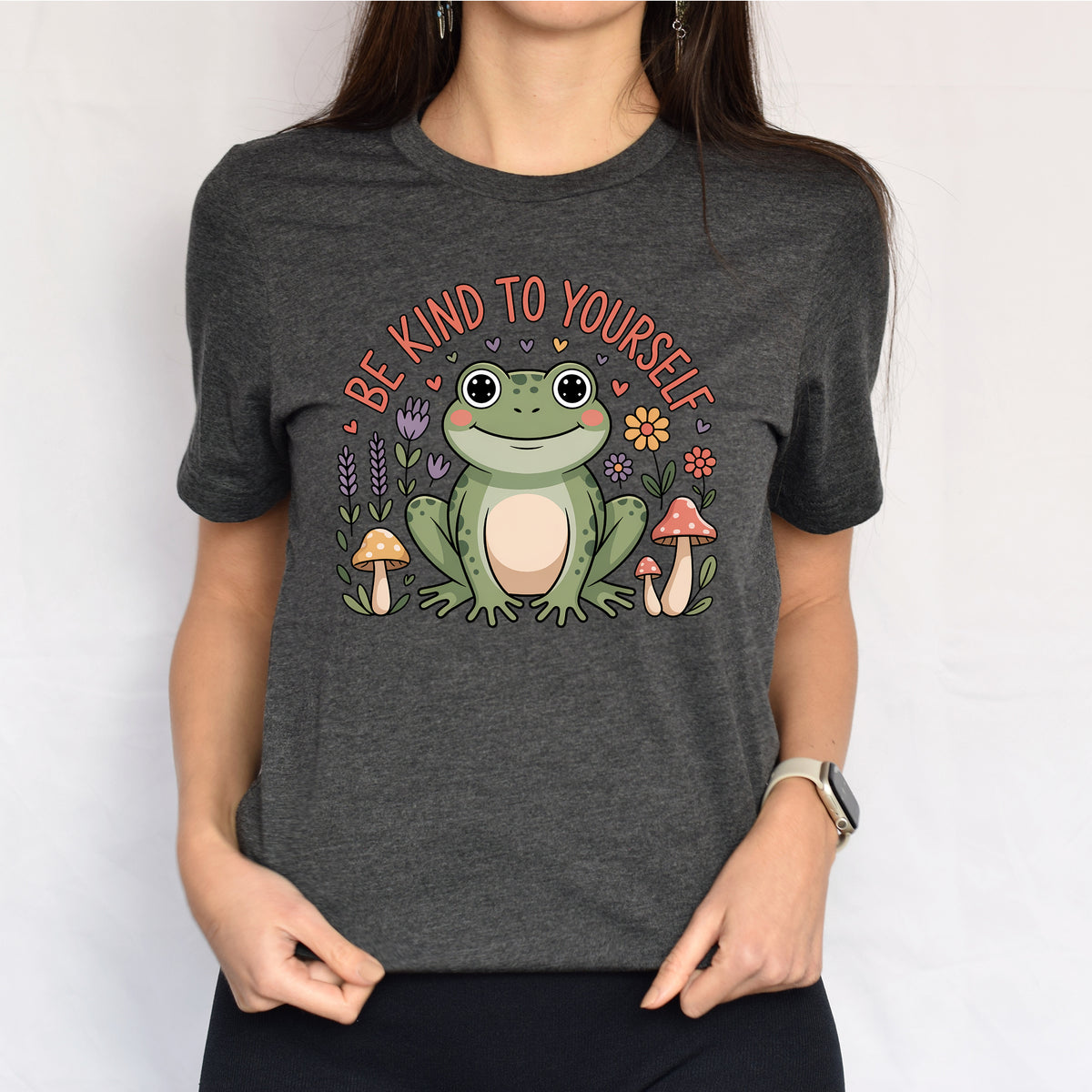 Be Kind To Yourself Cottagecore Frog Shirt | Mental Health Counselor Shirt | Positive Psychologist Gift