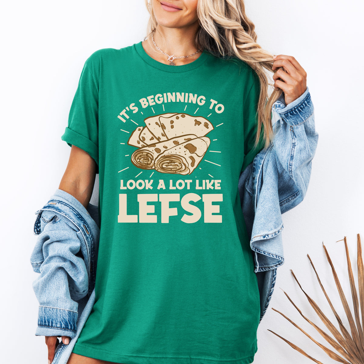 Funny Norwegian Lefse Christmas Baking Party Shirt | Kelly Green Tshirt