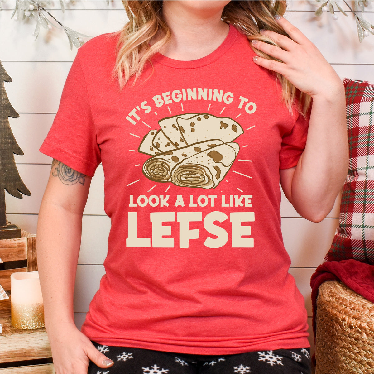Funny Norwegian Lefse Christmas Baking Party Shirt – Nordic Baker Gift – Bella Canvas 3001 Unisex Soft Tee