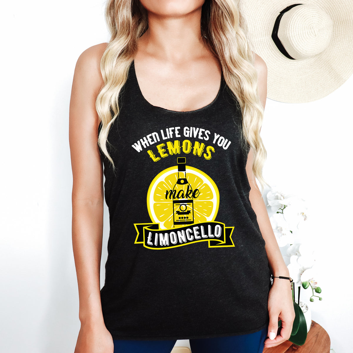 Italian Limoncello Funny Drink Shirt  | Vintage Black Racerback Tank top