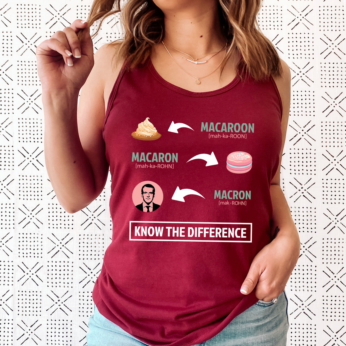 Macaron Macaroon Macron Funny Tote Bag | Cardinal Red Racerback Tank Top