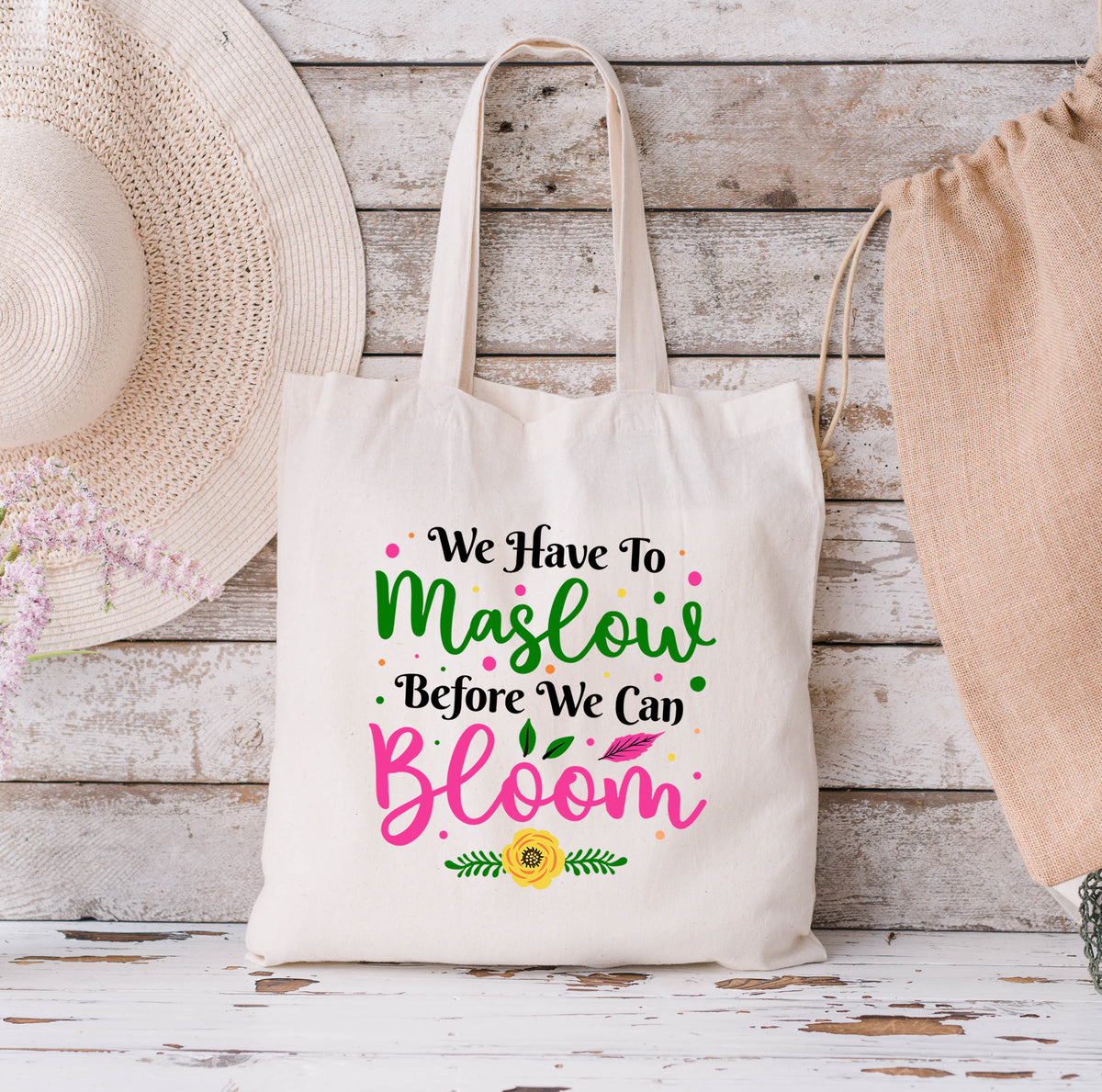 Maslow Before Bloom School Counselor Tote  | Natural Canvas Tote
