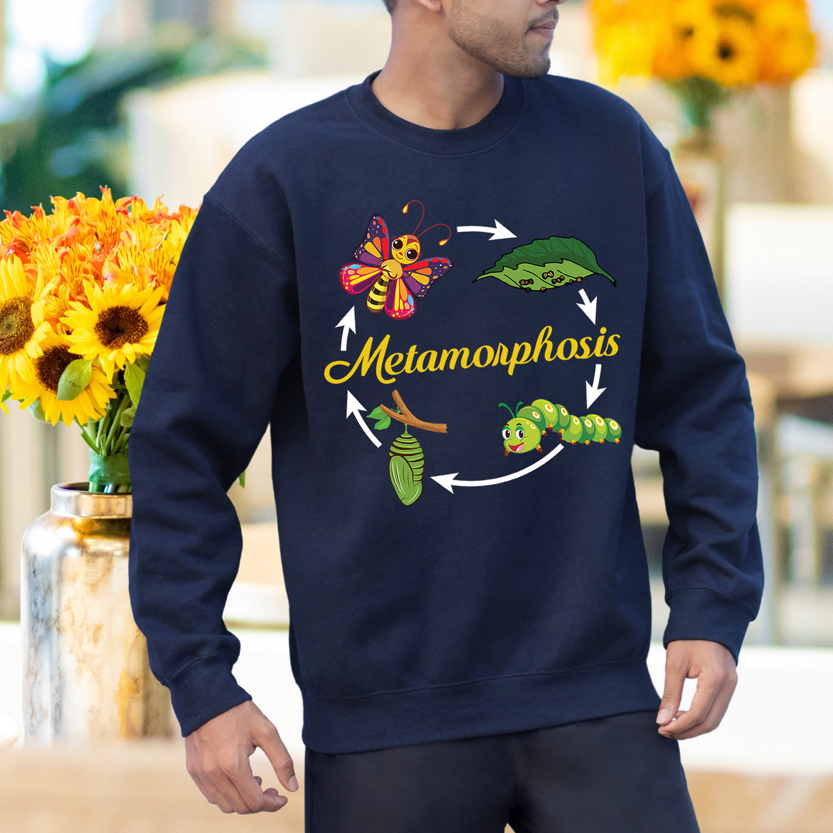 Metamorphosis Life Cycle Biology Shirts | Navy Blue Sweatshirt