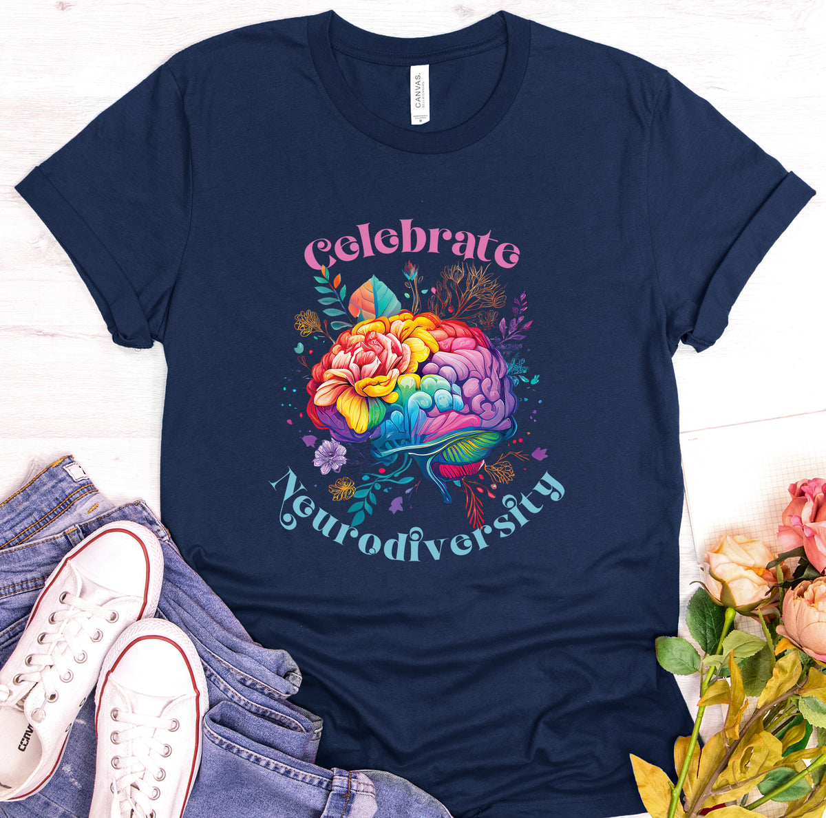 Celebrate Neurodiversity Shirt | Autism Shirt | Navy Unisex Jersey T-shirt