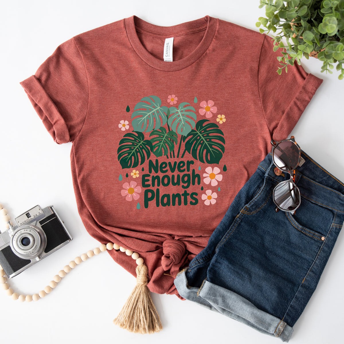 Never Enough Plants Monstera Plant Mom Shirt | Plant Lover Gift | Soft Jersey T-shirt