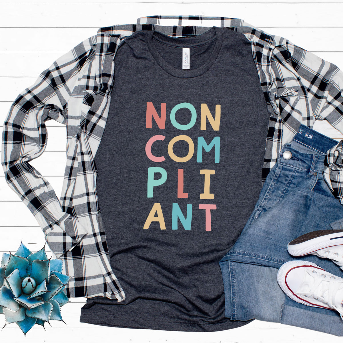 Noncompliant Protest Shirt | Co-worker Gift For Her | Minimalist Shirt | Quirky Gifts | Unisex Jersey T-shirt