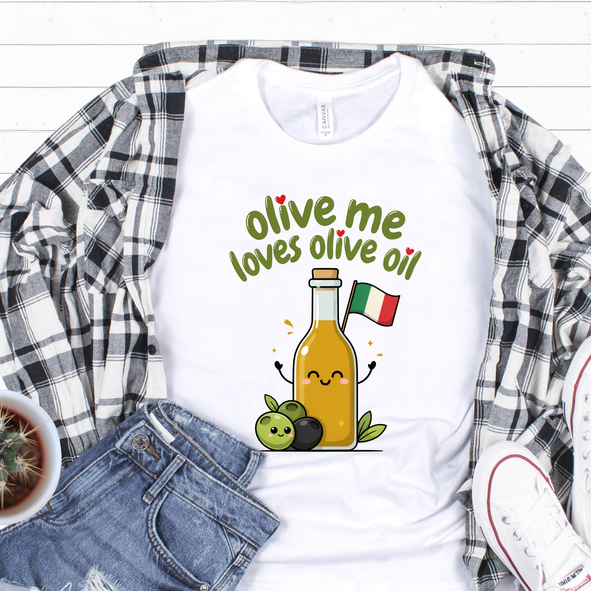 Olive Me Loves Olive Oil Italy Lover Shirt  | White Bella Canvas T-shirt