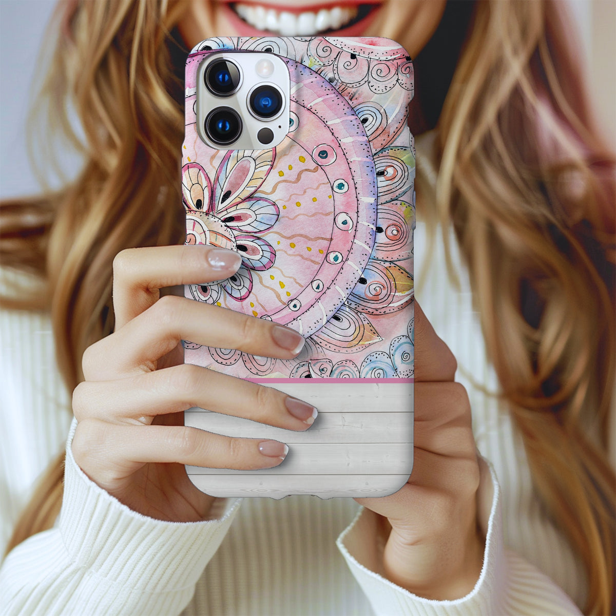 Pink Boho Mandala iPhone 15 Case | iPhone 11 12 13 14 15 Case