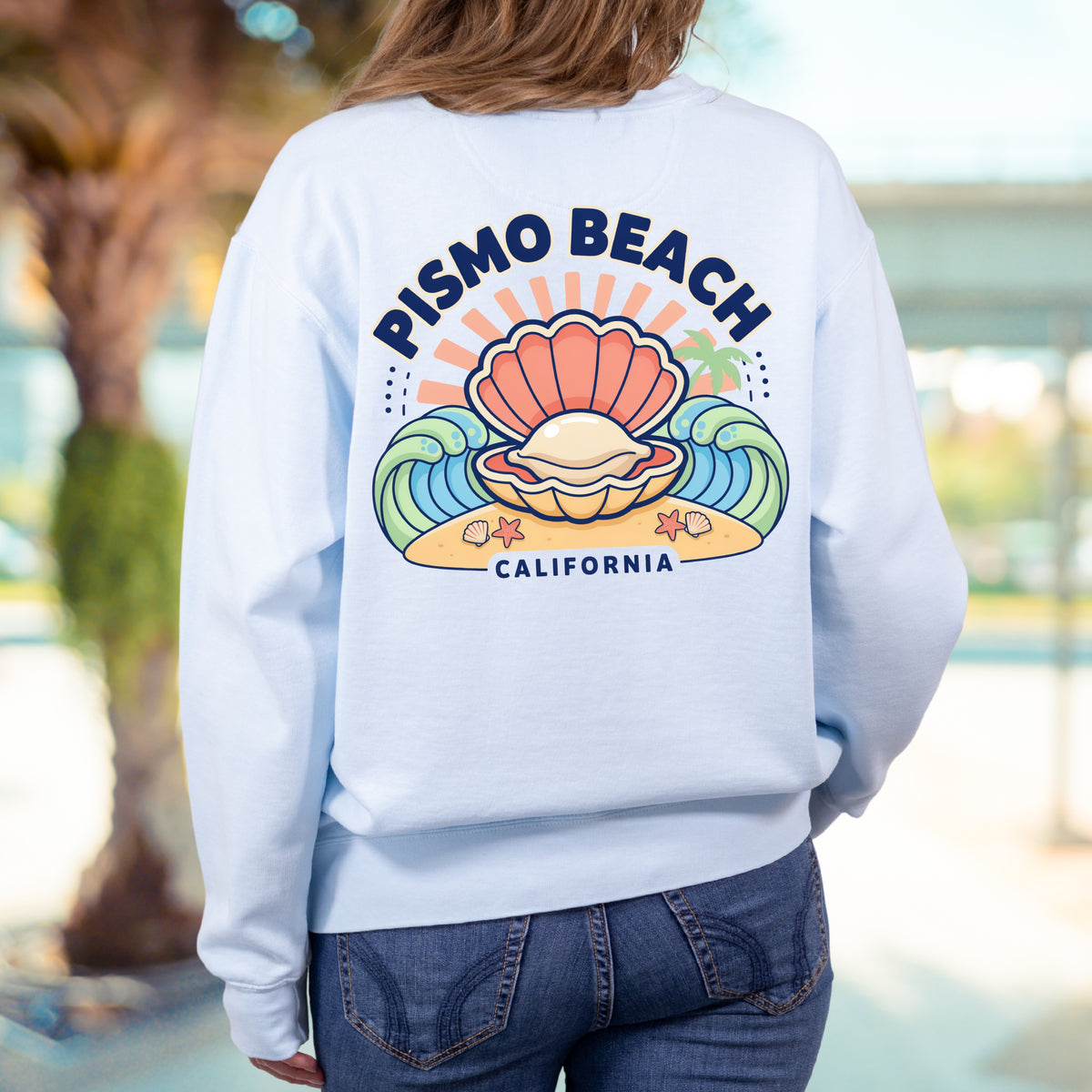 Pismo Beach California Clam Shirt | Coastal Beach Graphic Tee | Beach Bum Gift | Garment-Dyed Sweatshirt