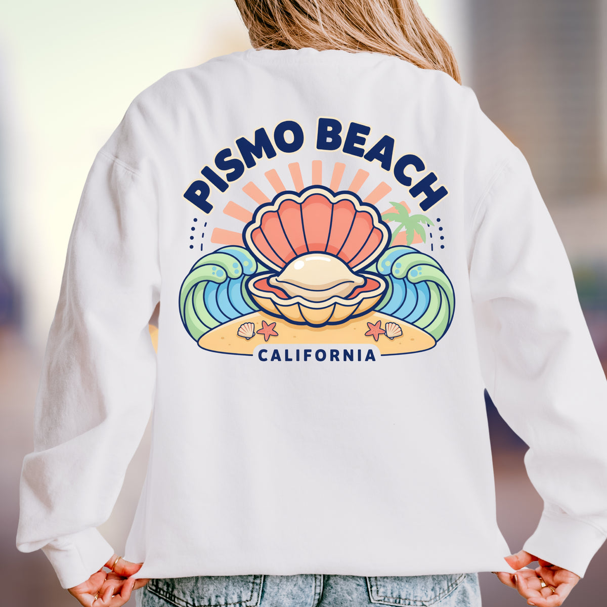 Pismo Beach California Clam Shirt | Coastal Beach Graphic Tee | Beach Bum Gift | Garment-Dyed Sweatshirt