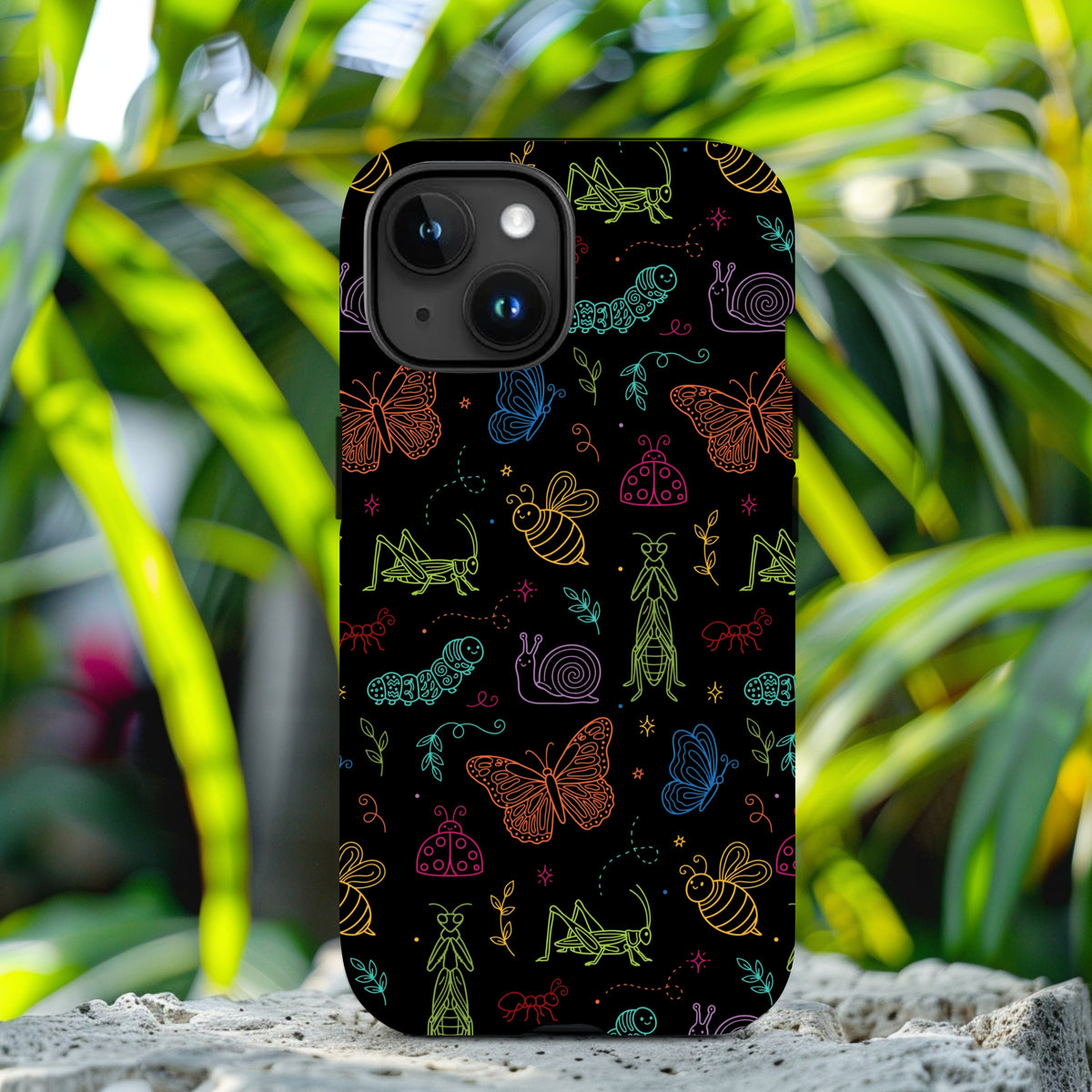 Pollinator Parade Tough Phone Case | Colorful Garden Insects Butterflies Case for iPhone & Samsung