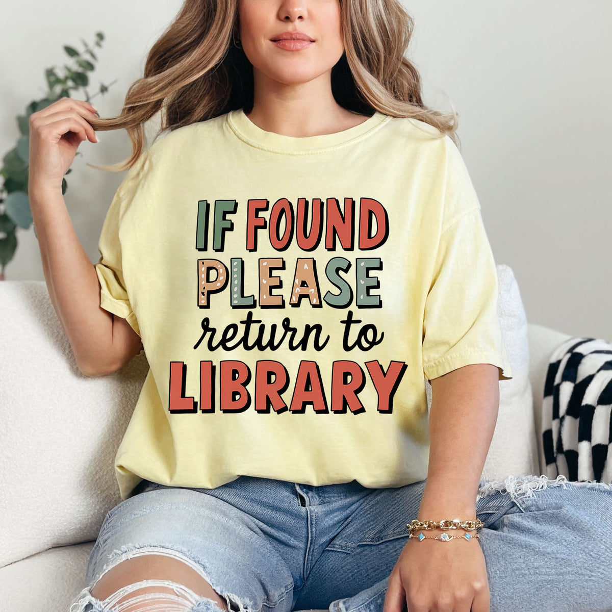 If Found Please Return to Library Shirt  | Comfort Colors Butter Garment-dyed T-shirt