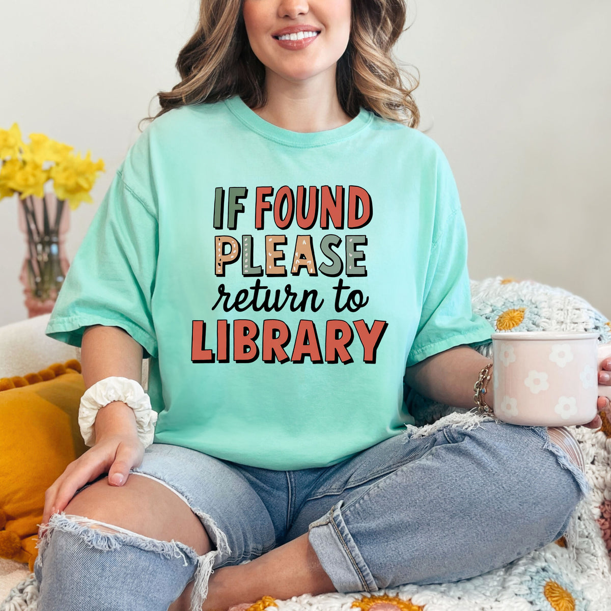 If Found Please Return to Library Shirt – Retro Book Lover Comfort Colors 1717 Tee