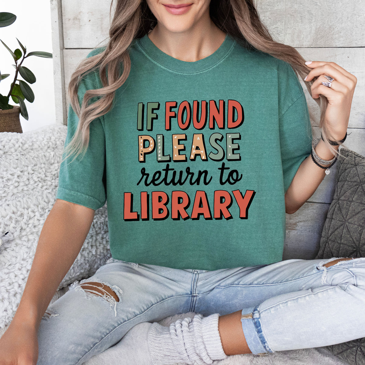 If Found Please Return to Library Shirt – Retro Book Lover Comfort Colors 1717 Tee