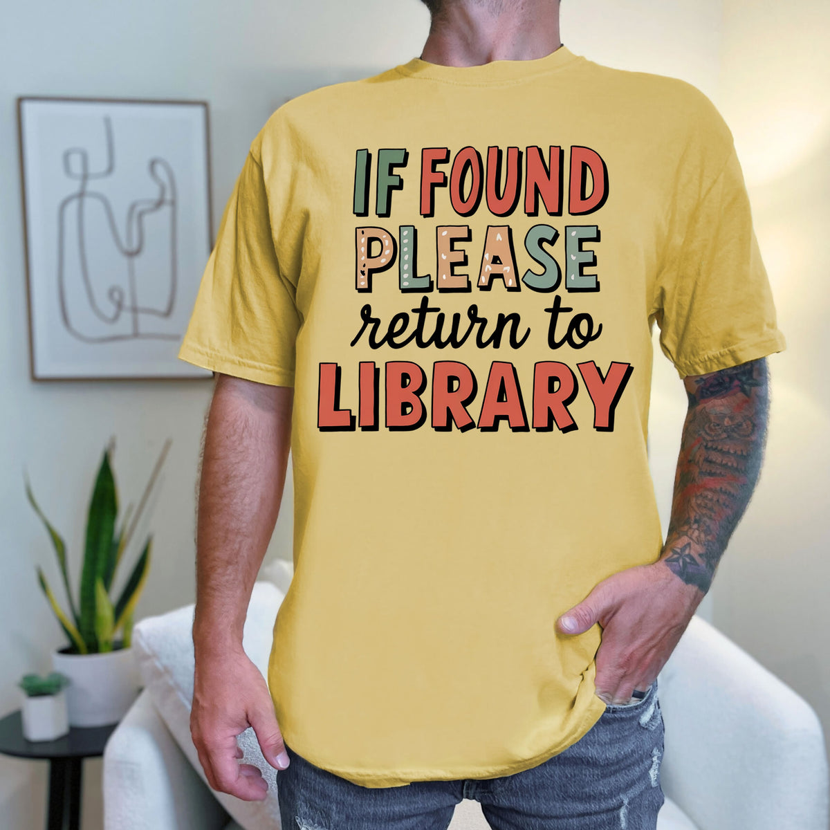 If Found Please Return to Library Shirt – Retro Book Lover Comfort Colors 1717 Tee