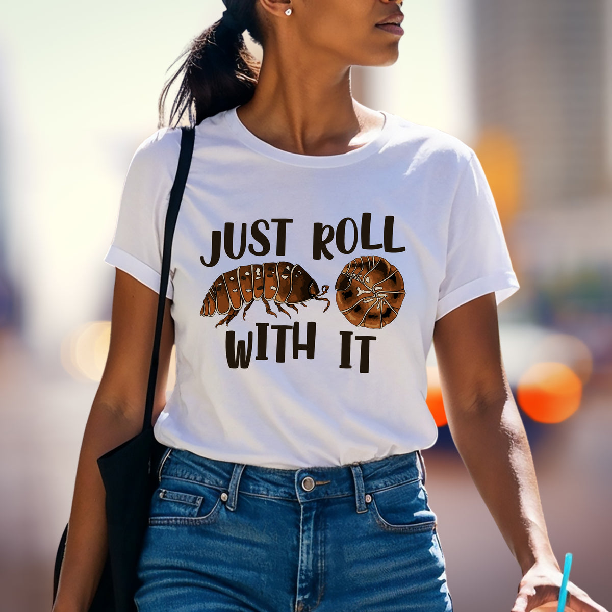 Just Roll With It Pill Bug Shirt | Funny Roly Poly Tee  | Nature Lover Gift | Science Teacher Soft Style T-shirt