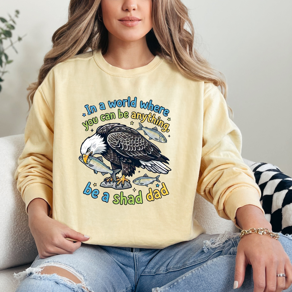 Big Bear Bald E agle Shadow “Shad Dad” Shirt| Eagle Lover Gift | Comfort Colors Garment-dyed Sweatshirt