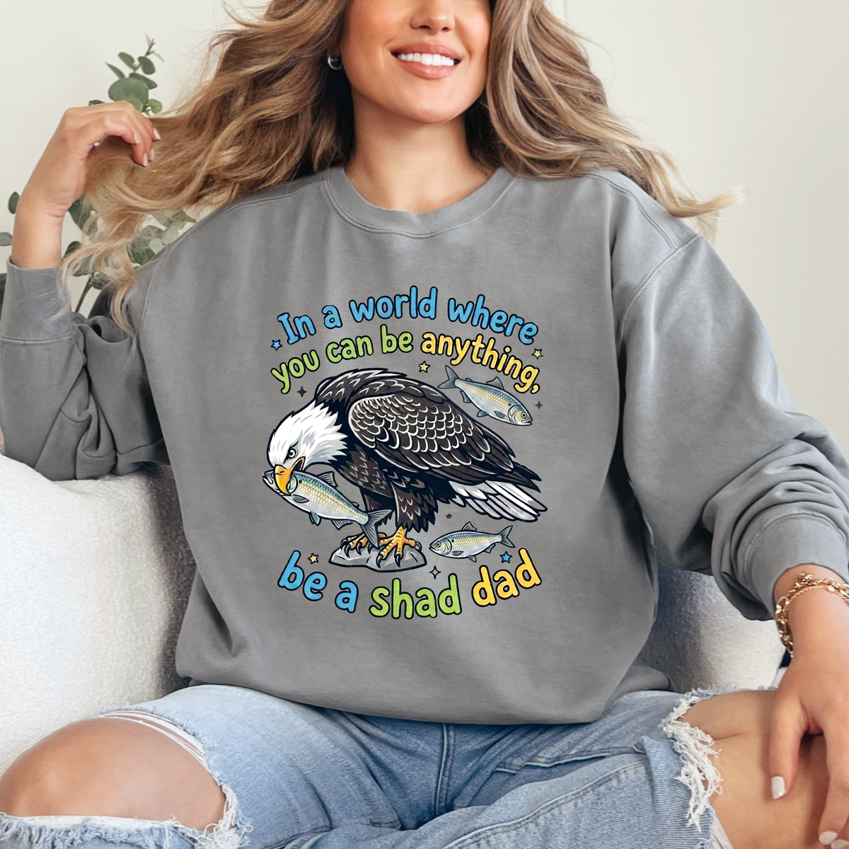 Big Bear Bald E agle Shadow “Shad Dad” Shirt| Eagle Lover Gift | Comfort Colors Garment-dyed Sweatshirt
