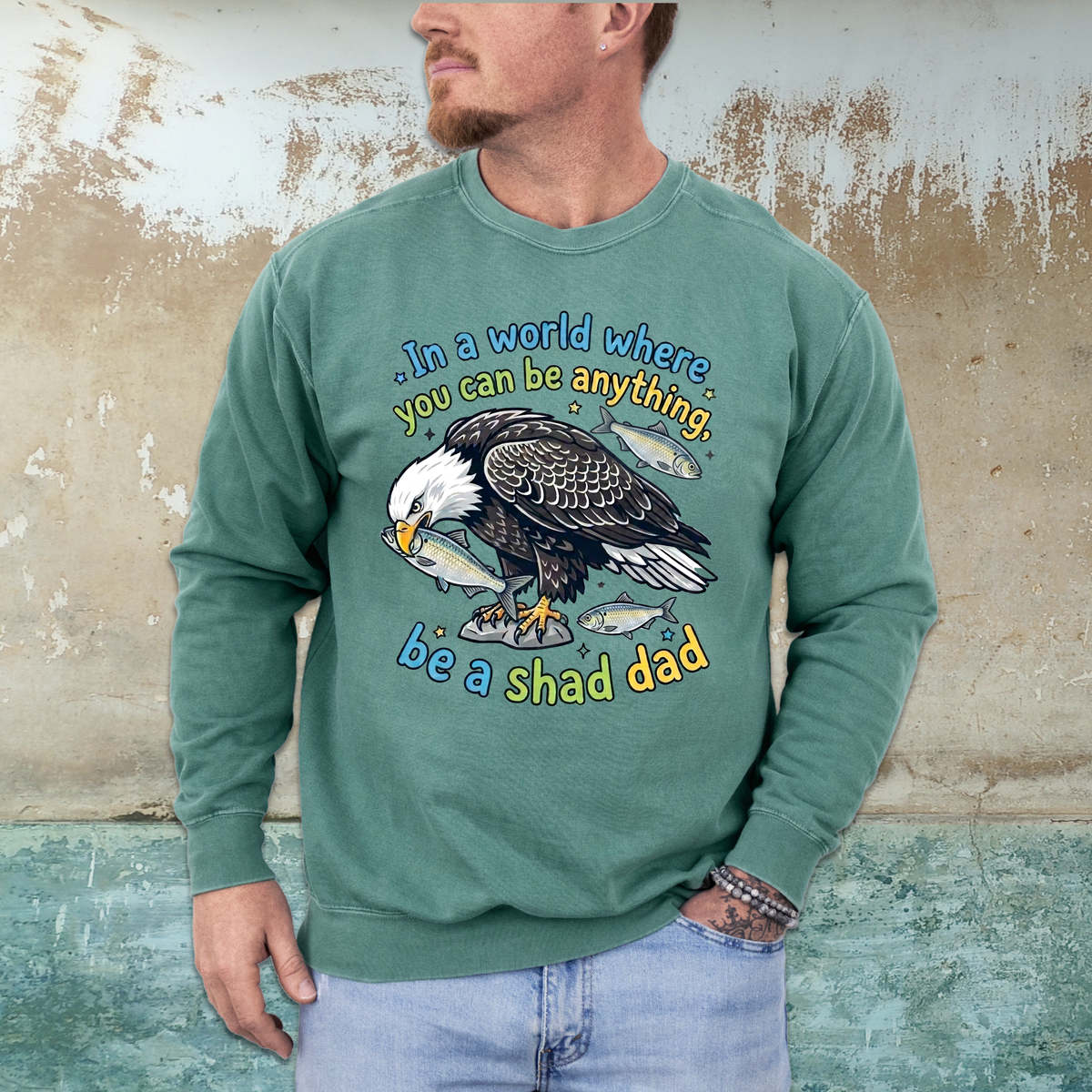 Big Bear Bald E agle Shadow “Shad Dad” Shirt| Eagle Lover Gift | Comfort Colors Garment-dyed Sweatshirt