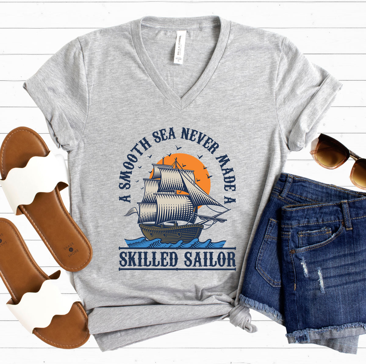 Smooth Seas School Psychology Shirt | Athletic Heather V-neck T-shirt