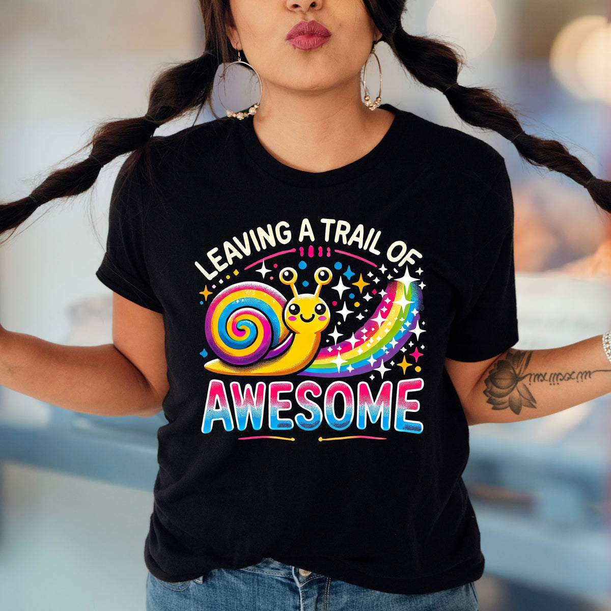 Leaving a Trail of Awesome Cute Snail Shirt  | Black Unisex Jersey T-shirt