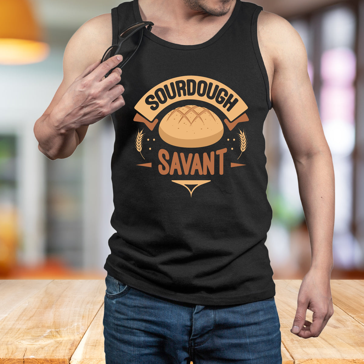 Sourdough Starter Savant Bread Baker Shirt  | Black Unisex Jersey Tank Top