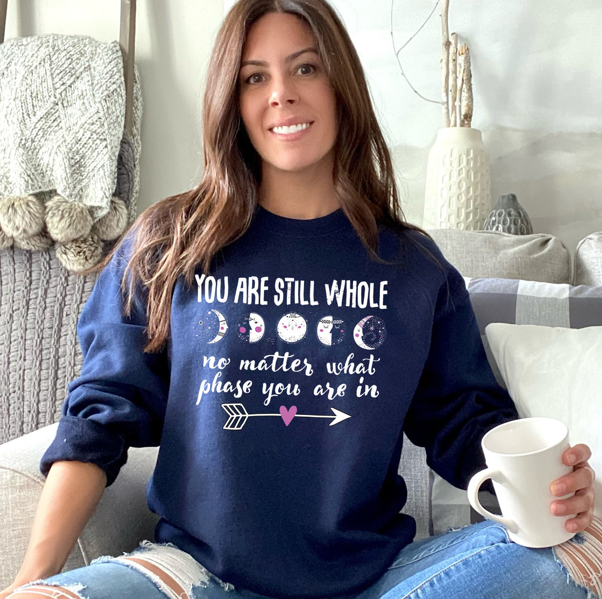 Still Whole Moon Phases Aesthetic Shirt | Navy Sweatshirt