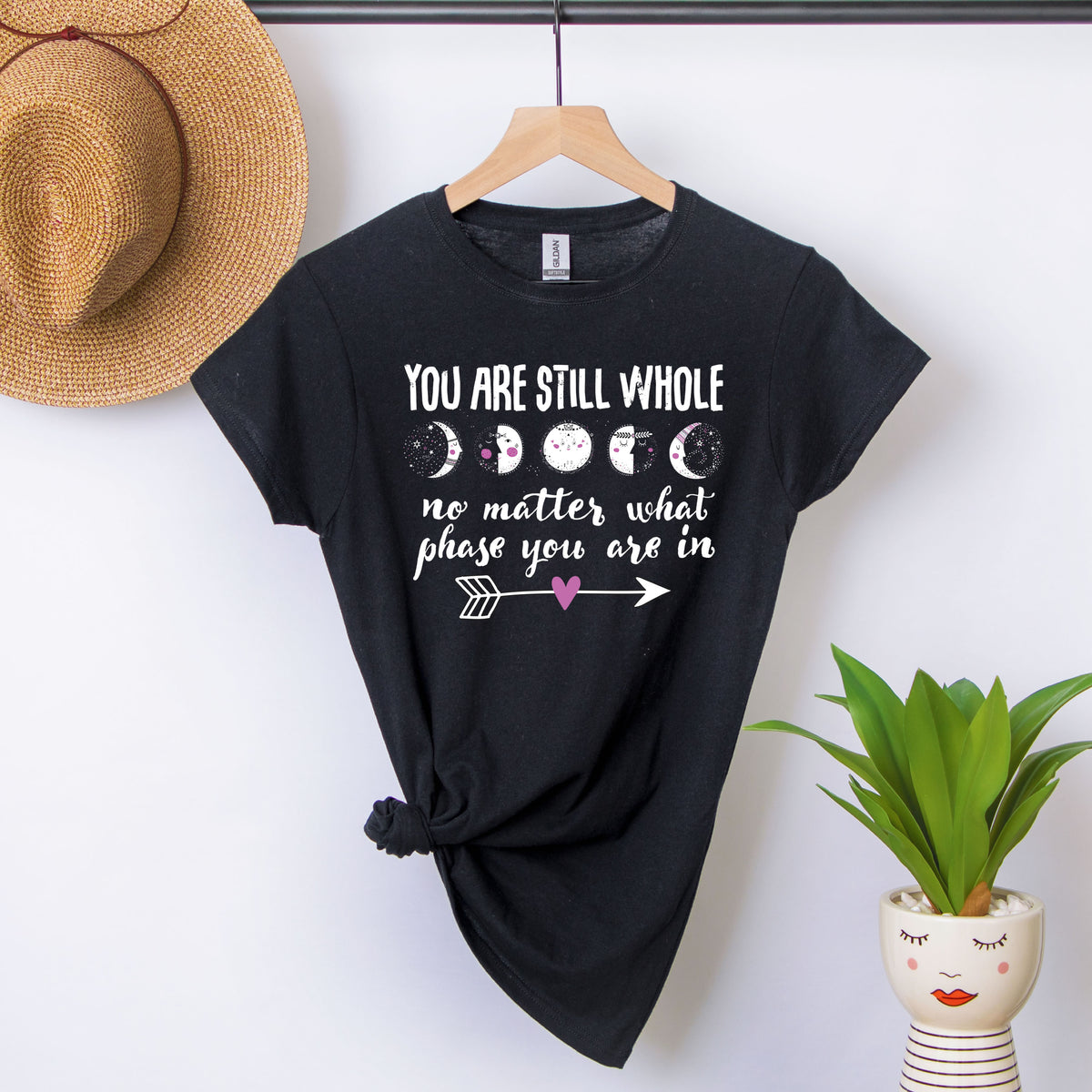 Still Whole Moon Phases Aesthetic Shirt  | Black Women's Tshirt