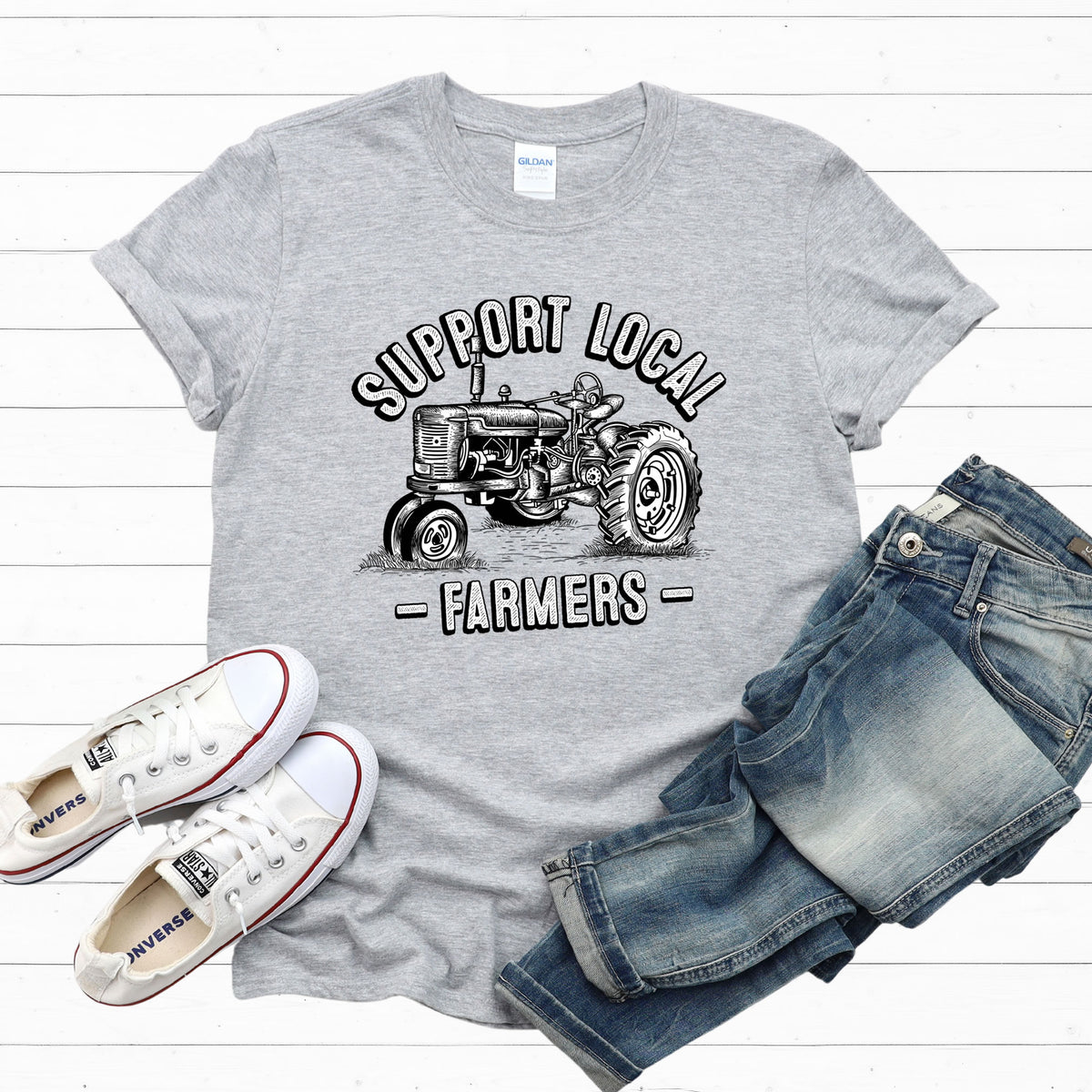 Support Local Farmers Farm To Table Shirt | Sport Grey Unisex Jersey Tshirt