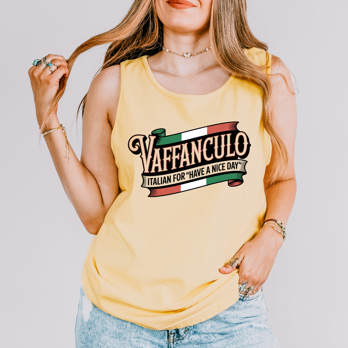Funny Italian Vaffanculo Shirt | Italy Flag Shirt | Have A Nice Day Italy Travel T-shirt | Garment-Dyed Tank Top